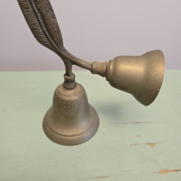 Brass Feather Quill Double Bell Vintage - Picture 7 of 7